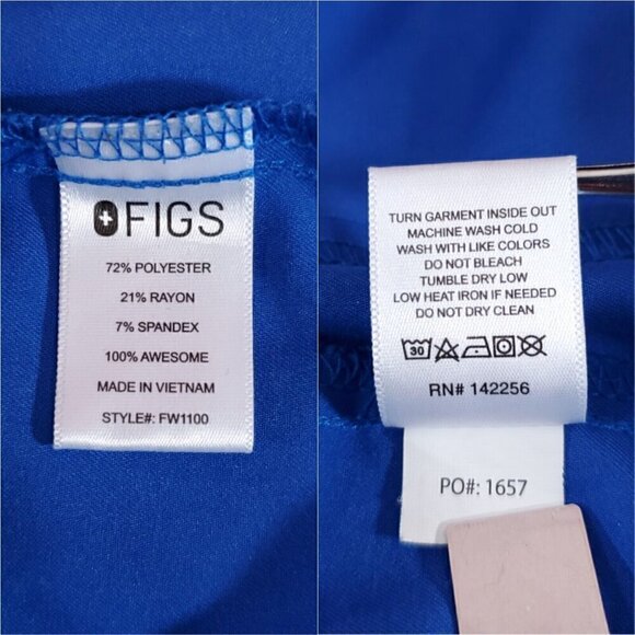 *FLAW* Figs Womens Size Large Casma Three Pocket Scrub Top Blue FW1100 PO 1657 - Picture 8 of 11